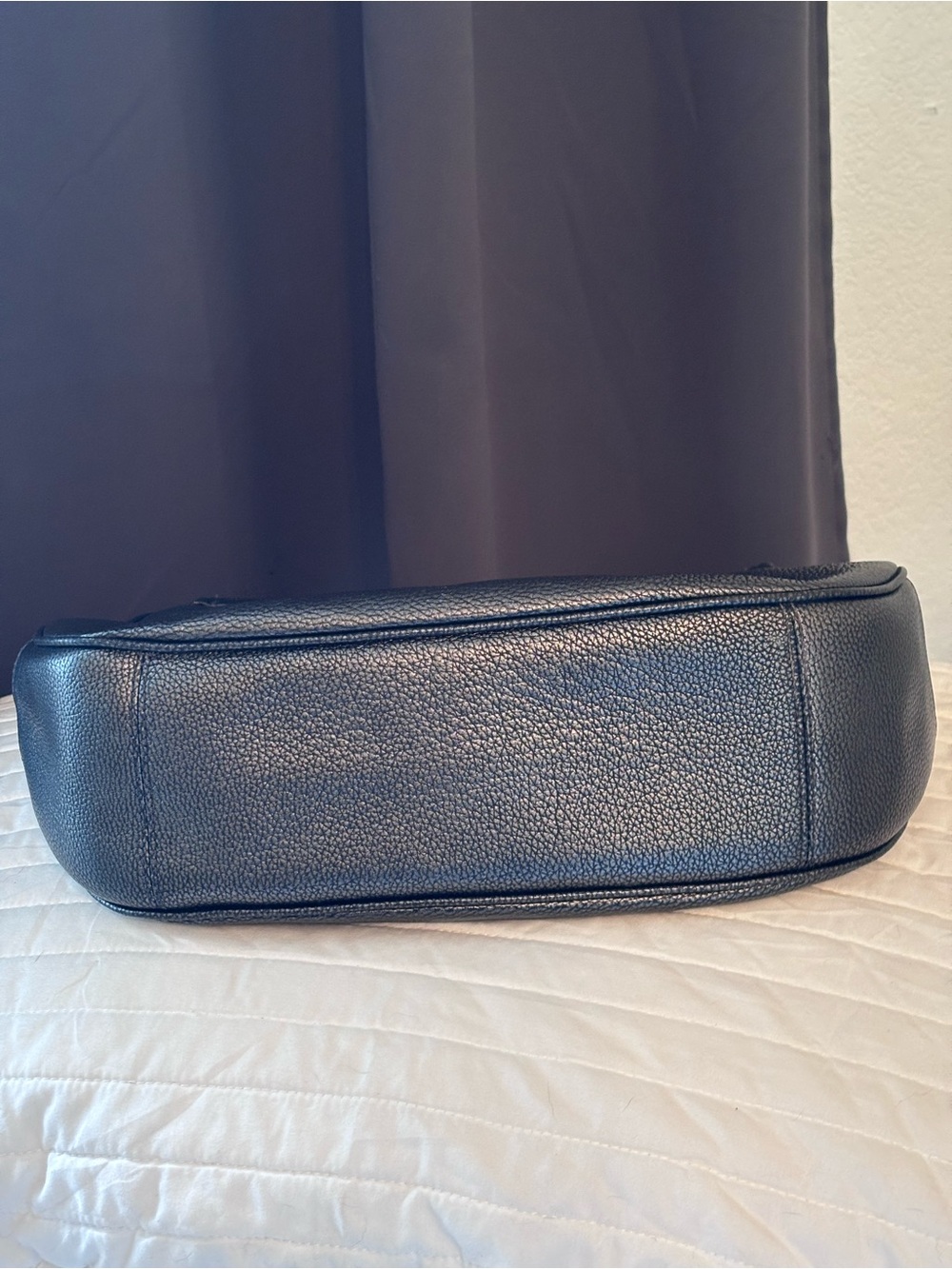 Coach Gunmetal Pebbled Leather Shoulder Bag with Silver Hardware - Picture 5 of 7